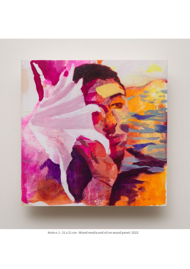 Note n.1 - 21x21 cm - Mixed media and oil on wood panel - 2022